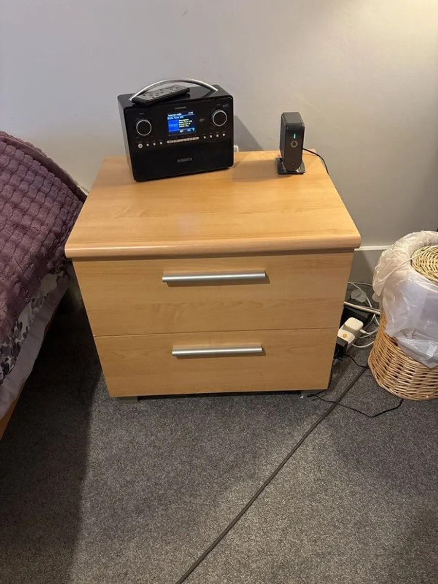 Modern, low style king size bed with mattress - Image 1