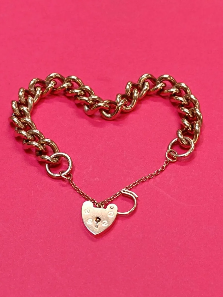 Heavy Vintage 9k Rose Gold Curb Bracelet - Image 3