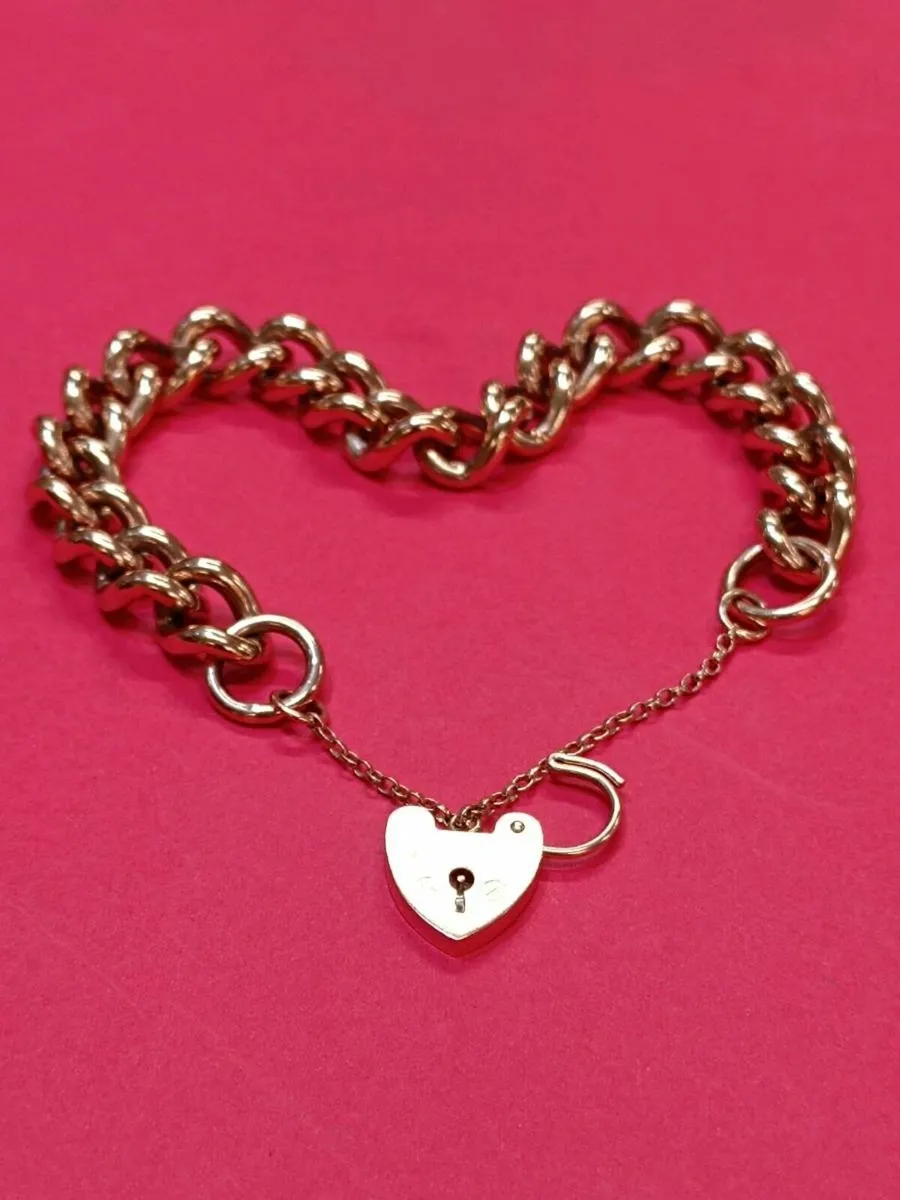 Heavy Vintage 9k Rose Gold Curb Bracelet - Image 1