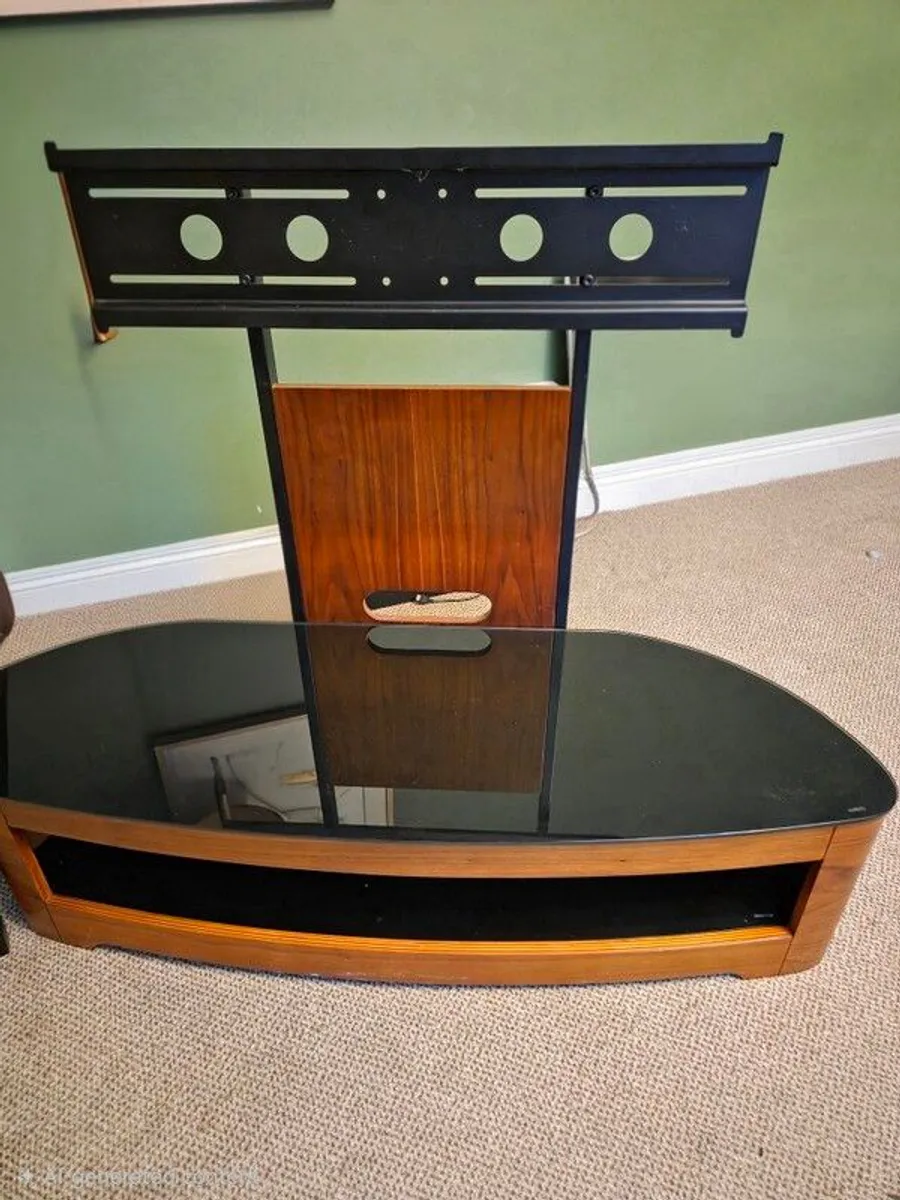 walnut tv stand with mounting panel and storage - Image 1