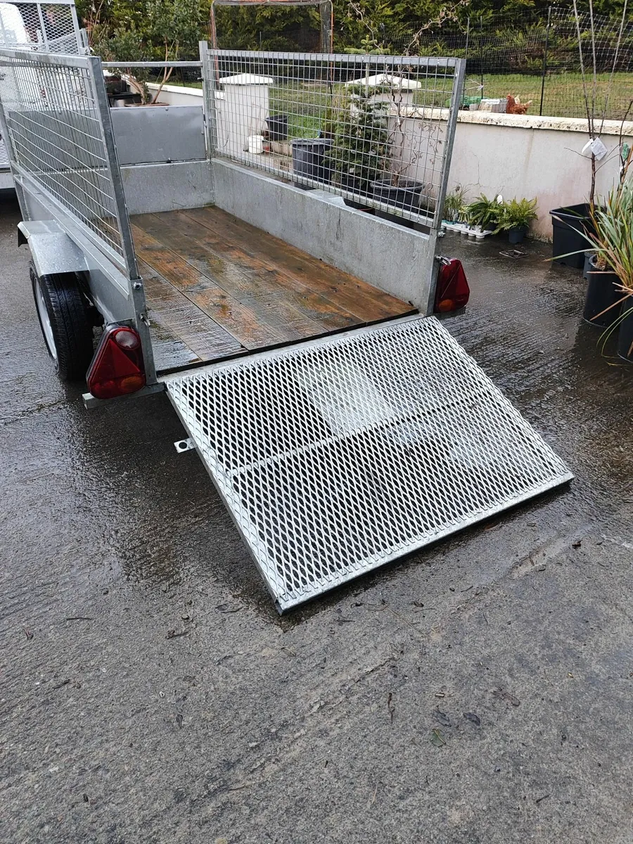 7x4 Single Axle Trailer - 750kg - Mesh Sides & Ram - Image 1