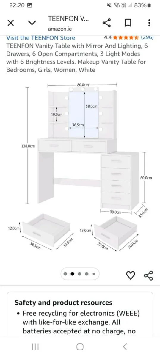 Vanity desk with lights - Image 3