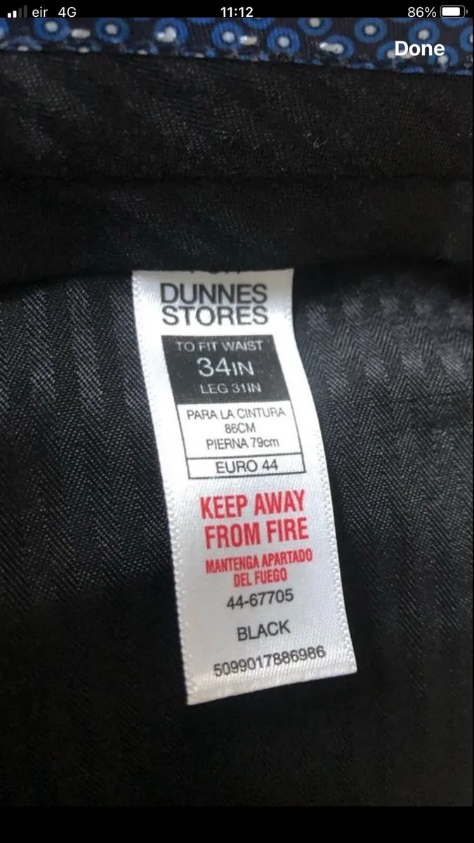 Mens black trousers W34” x L31” €10 - Image 3