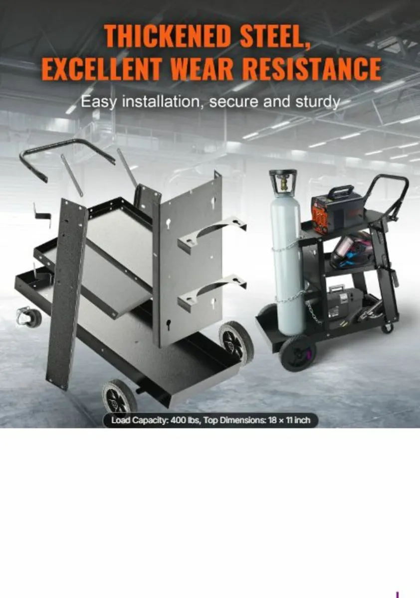 Welding Cart, 3-Tier Heavy Duty Welder Cart - Image 3