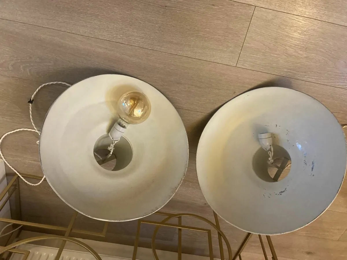 2 Industrial Style cream metal light shades - Image 2