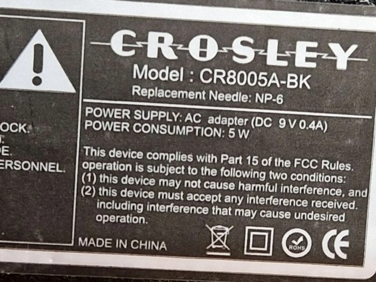 CROSLEY Turntable Record Player, Model CR8005A-BK - Image 4