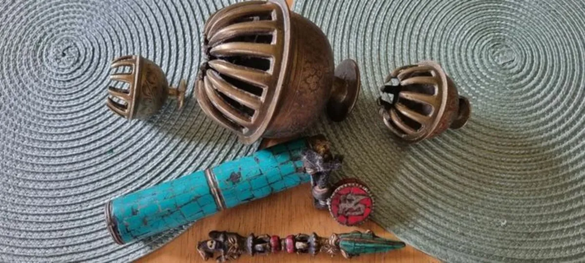 Vintage Tibetan Bells with Amulet - Image 4