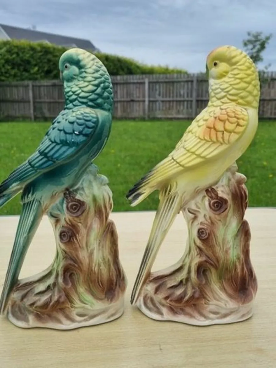 Pair of Capodimonte parrots - Image 1
