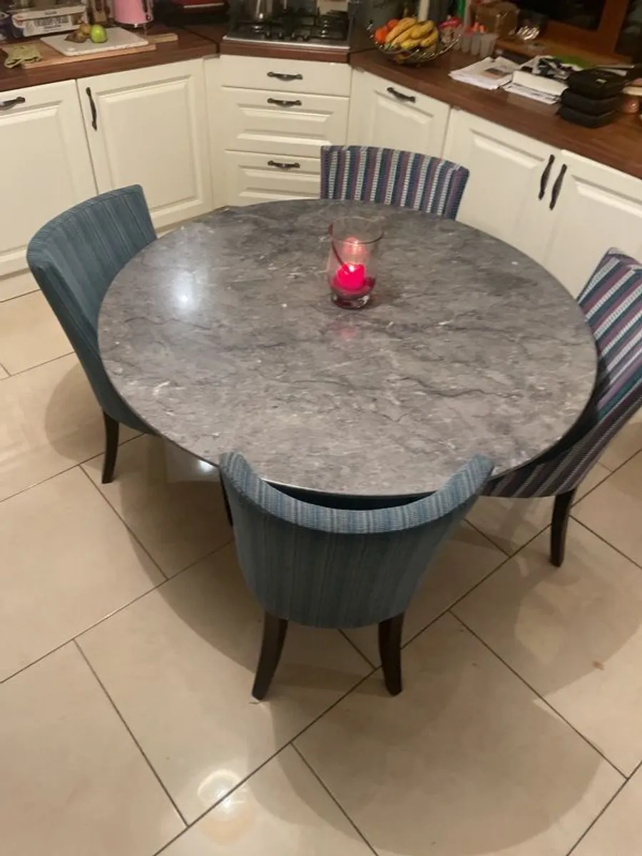Grey marble dining table - Image 2
