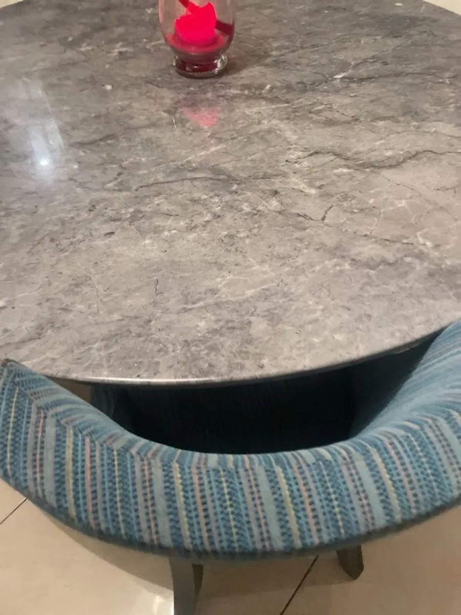 Grey marble dining table - Image 3