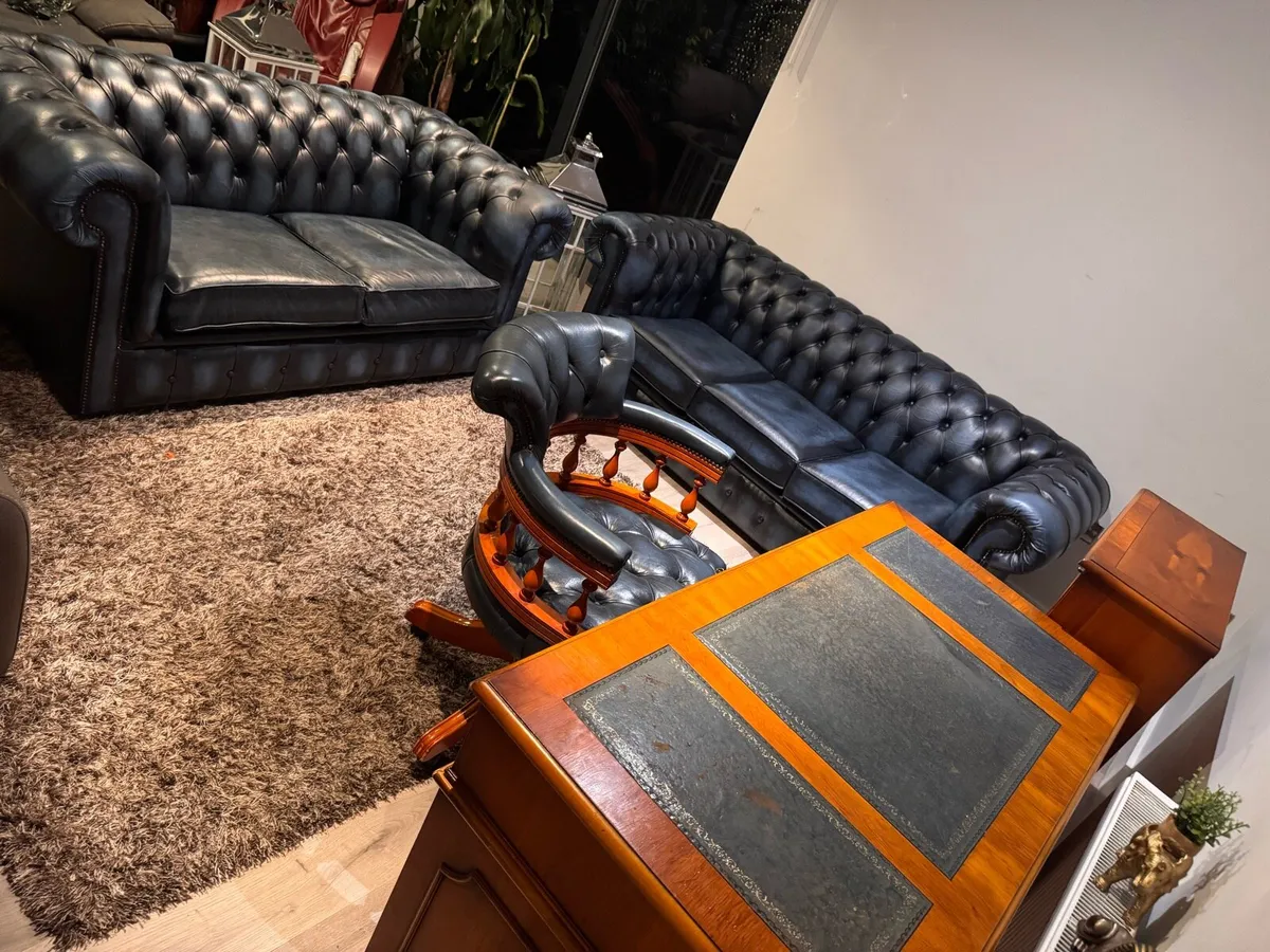 Chesterfield 3+2+desk+armchair+book sheelf - Image 1