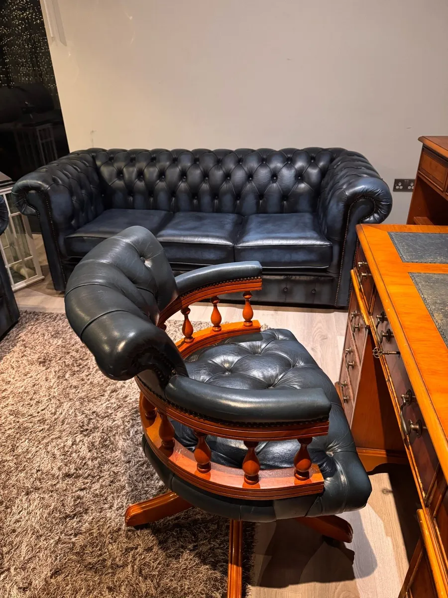 Chesterfield 3+2+desk+armchair+book sheelf - Image 2
