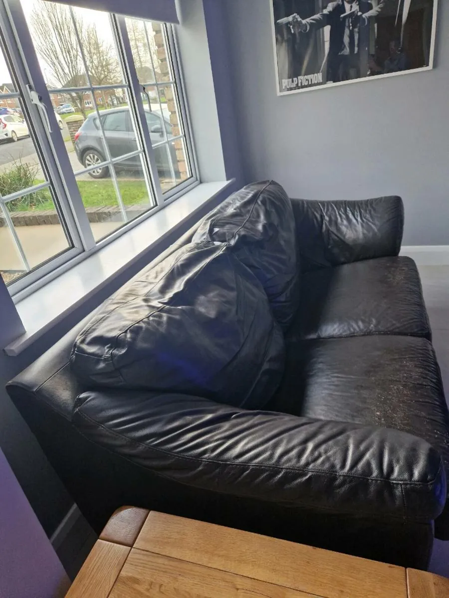 FREE 3 + 2 leather dark brown couches - Image 2