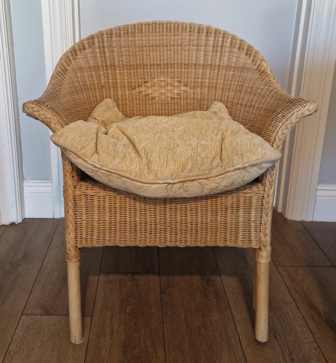Armchair Rattan Wicker Cane with Seat Cushion - Image 1