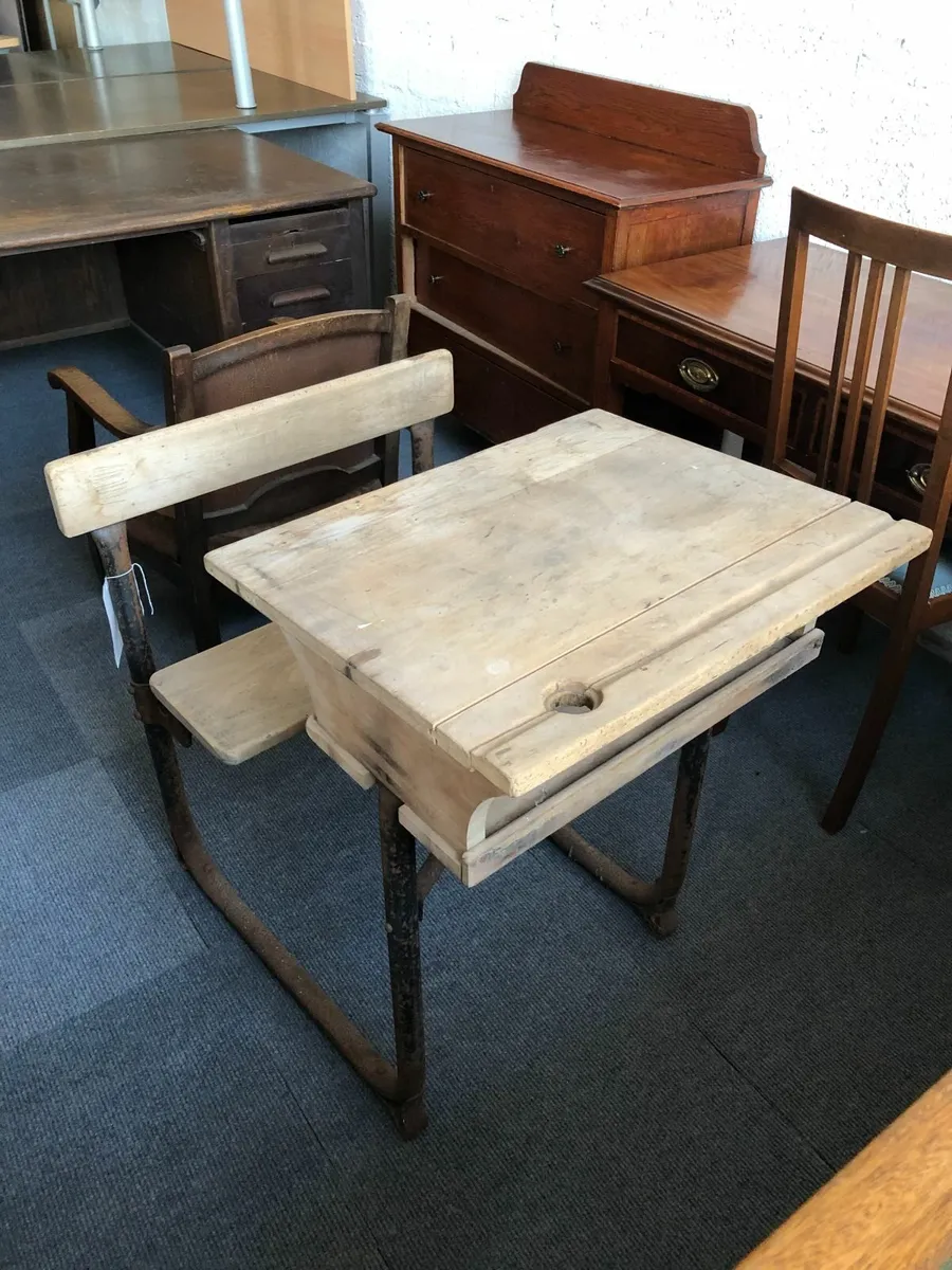 Antique School Desk and Chair - £50 + VAT - Image 1