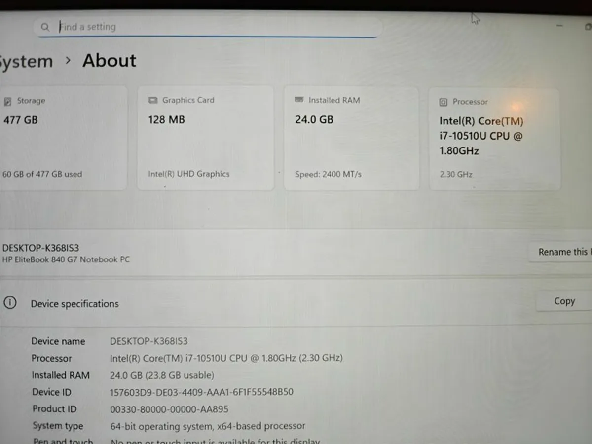 HP Elitebook 840 G7 | i7 | 24GB | 512GB | 14" FHD - Image 2