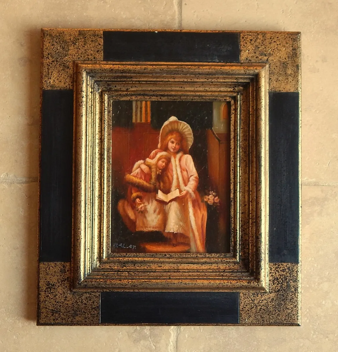 Oleograph Style Print in Ornate Wood Frame - Image 1