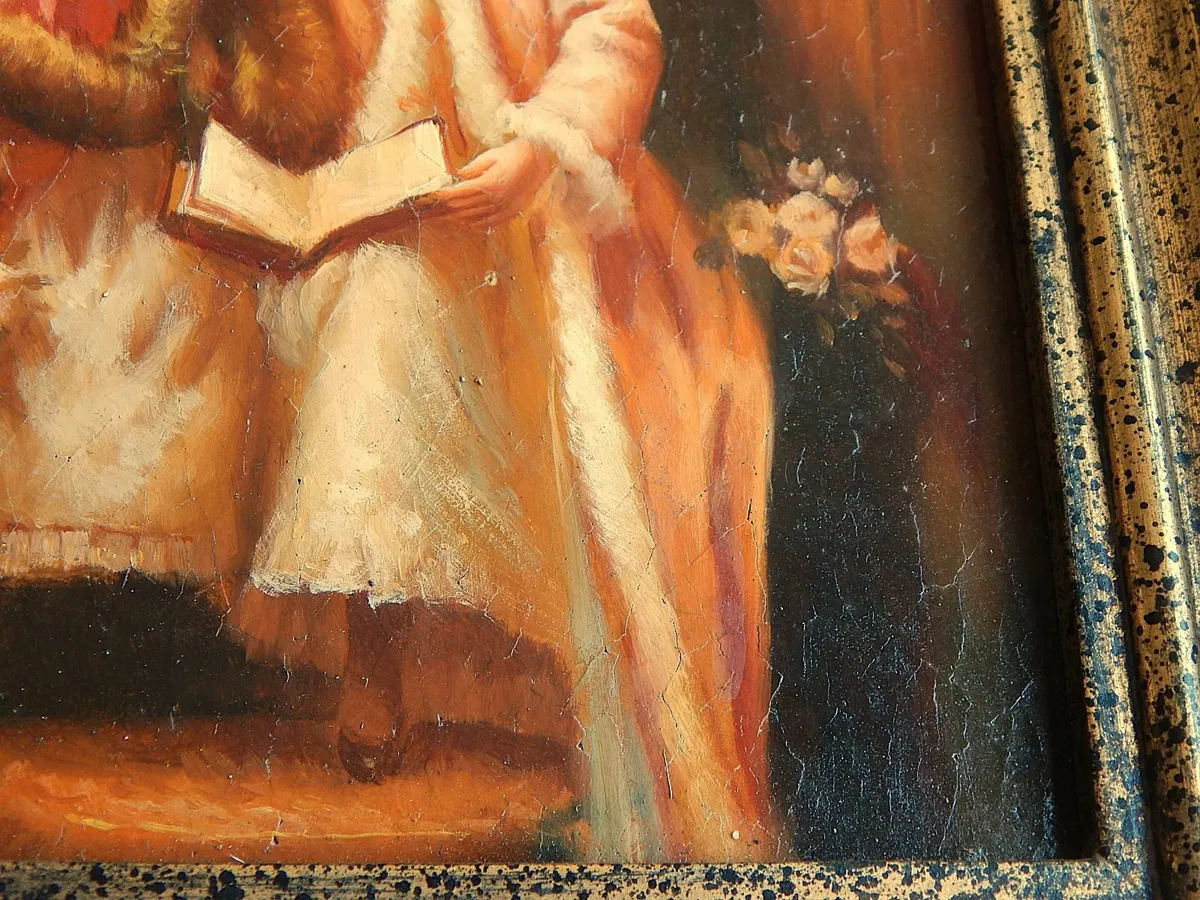 Oleograph Style Print in Ornate Wood Frame - Image 4