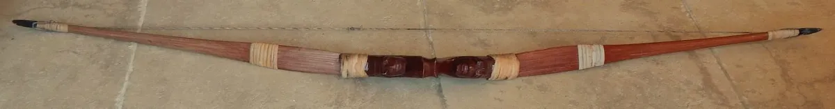 Wood Recurve Archery Bow with Hand Carved Handle - Image 1