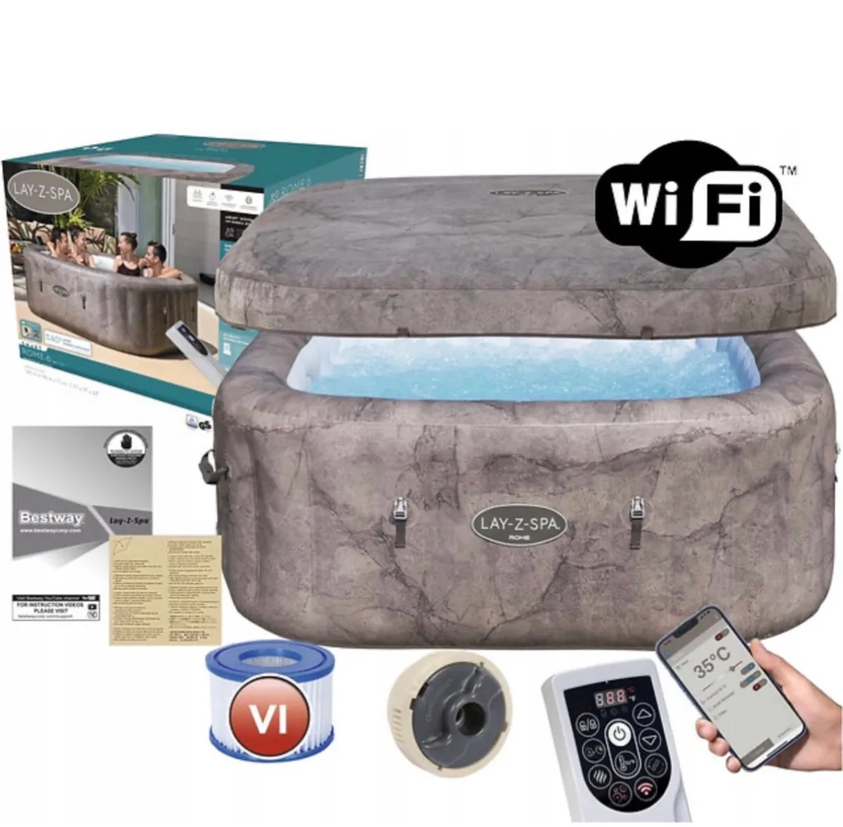 Lay-Z-Spa Rome AirJet™ Hot Tub with WiFi - Image 1