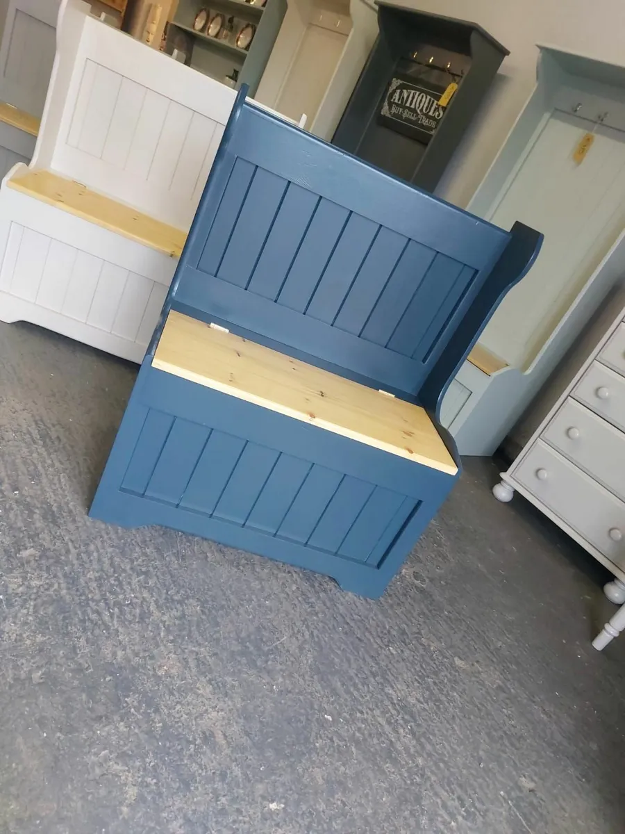 Hall storage benches, pine workshop - Image 1