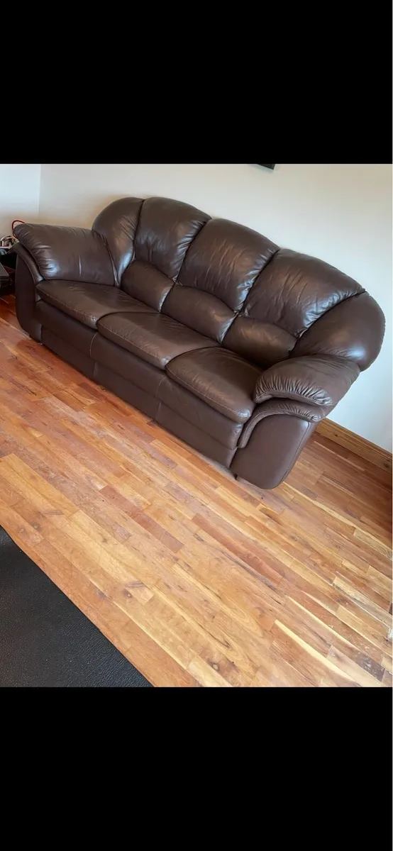 Three & two seater leather sofa - Image 2