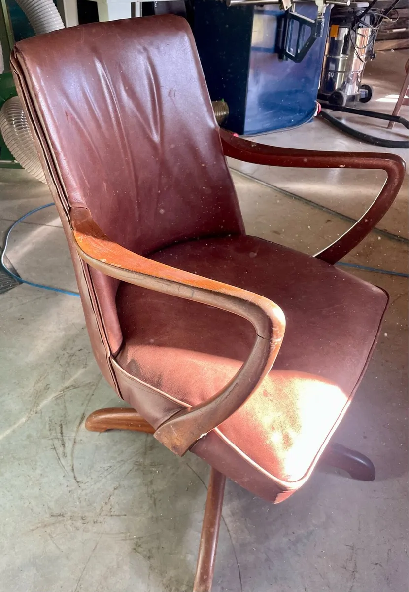 Antique Leather Office Chair - Image 2