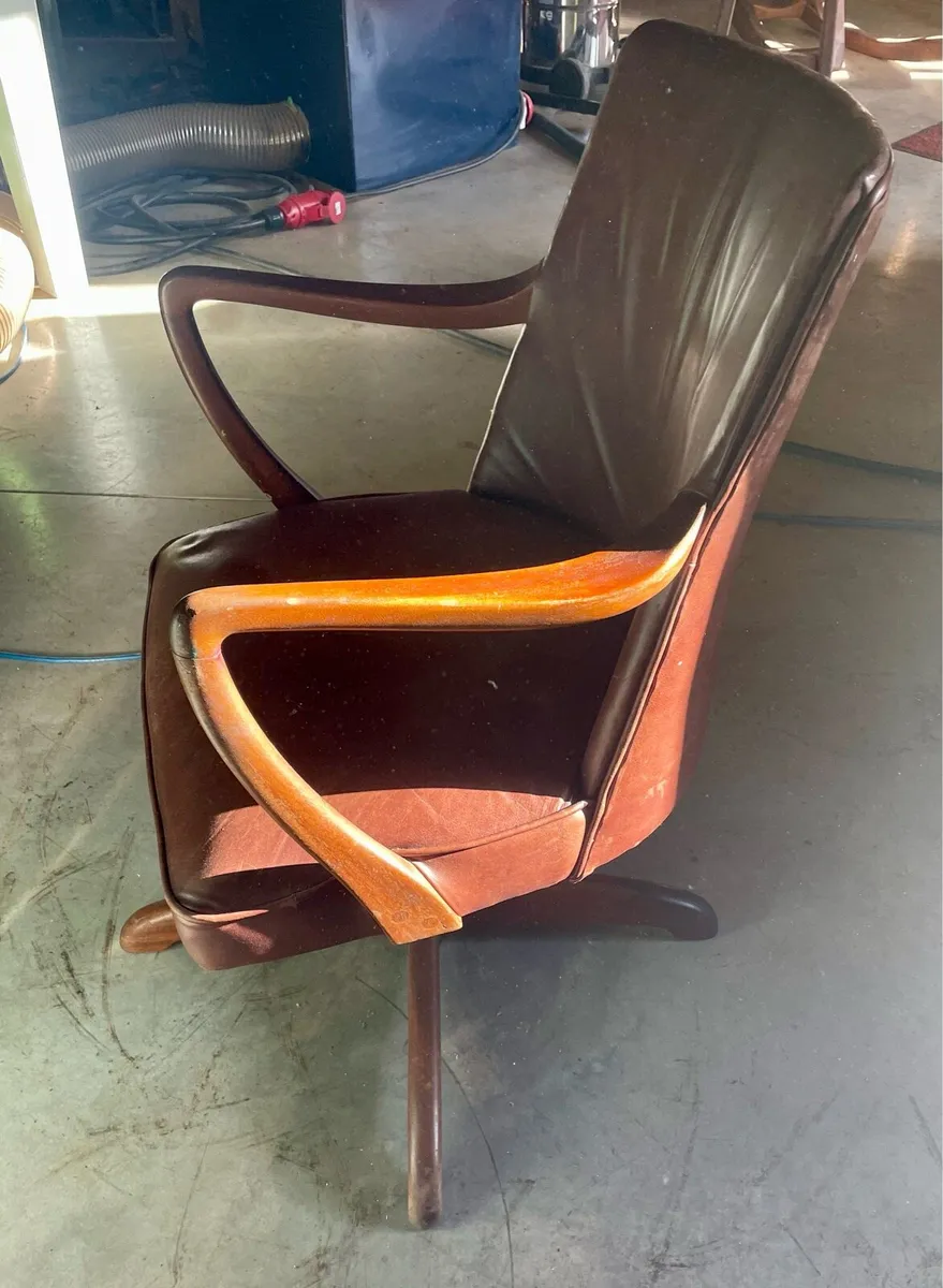 Antique Leather Office Chair - Image 3