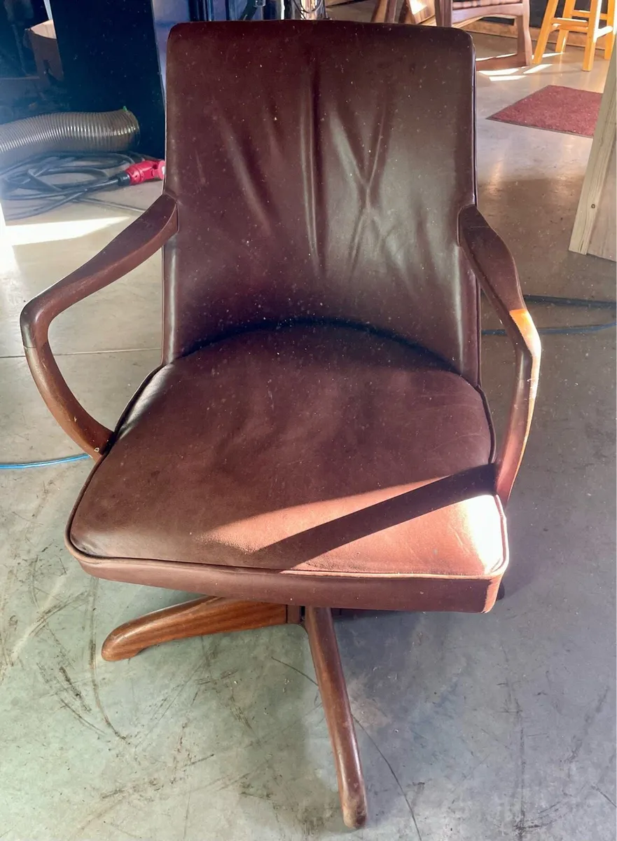 Antique Leather Office Chair - Image 1