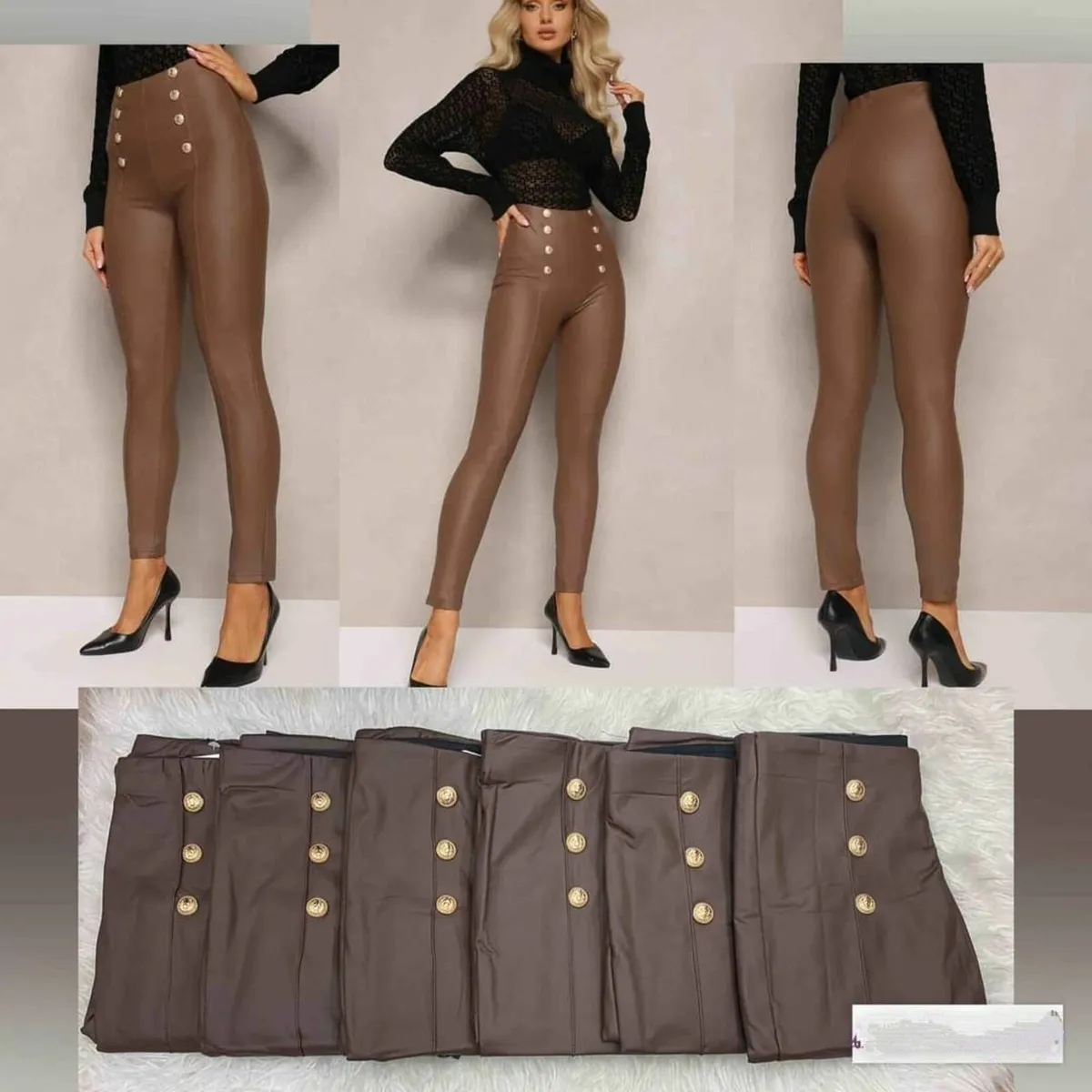 High Waist PU Leggings skinny - Image 2