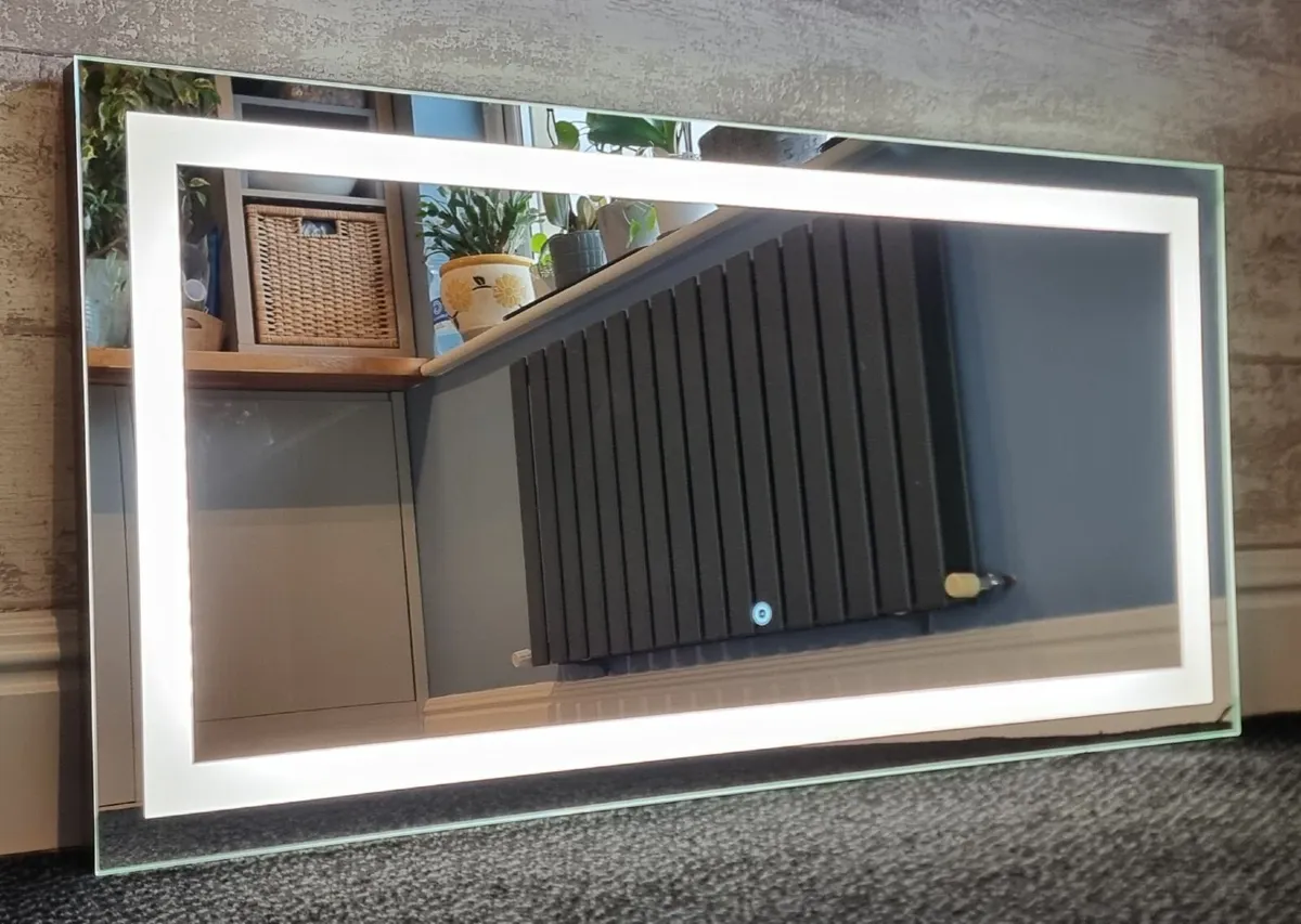 LED Bathroom Mirror 100x50cm Solid Cover Dual Led - Image 2