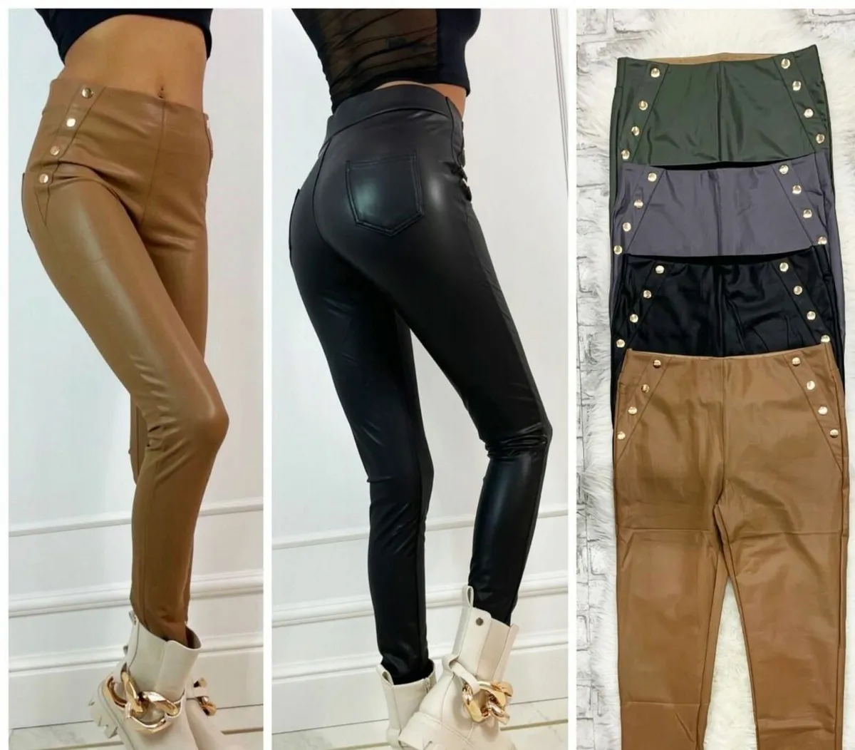 High Waist PU Leggings skinny - Image 4