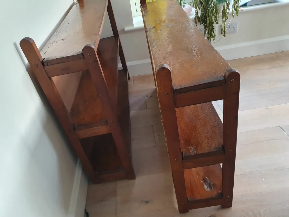 Beautiful pair oak bookcases vintage antique c1949 - Image 1
