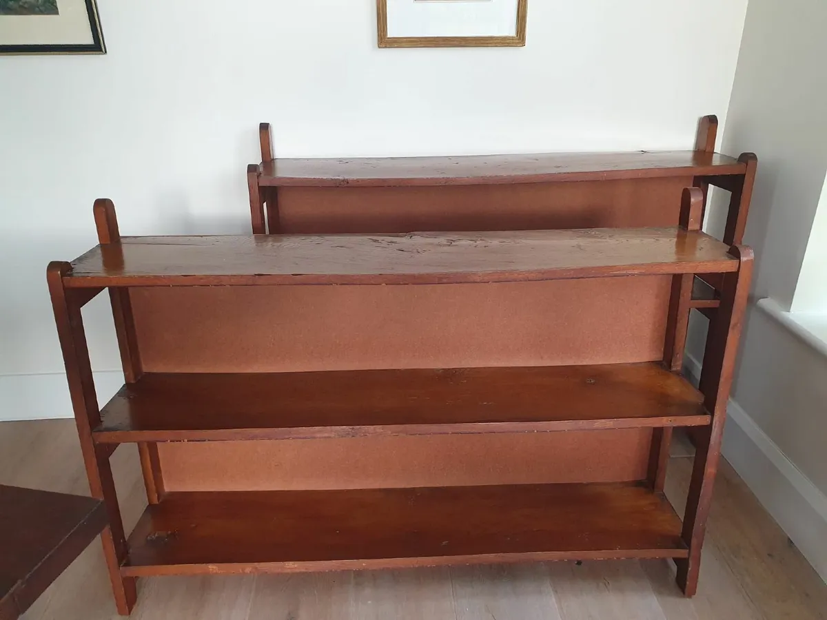 Beautiful pair oak bookcases vintage antique c1949 - Image 2