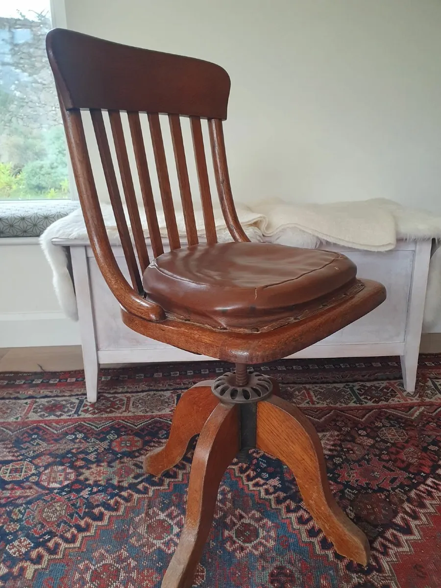 Antique vintage Oak swivel chair Arnotts c1935 - Image 1