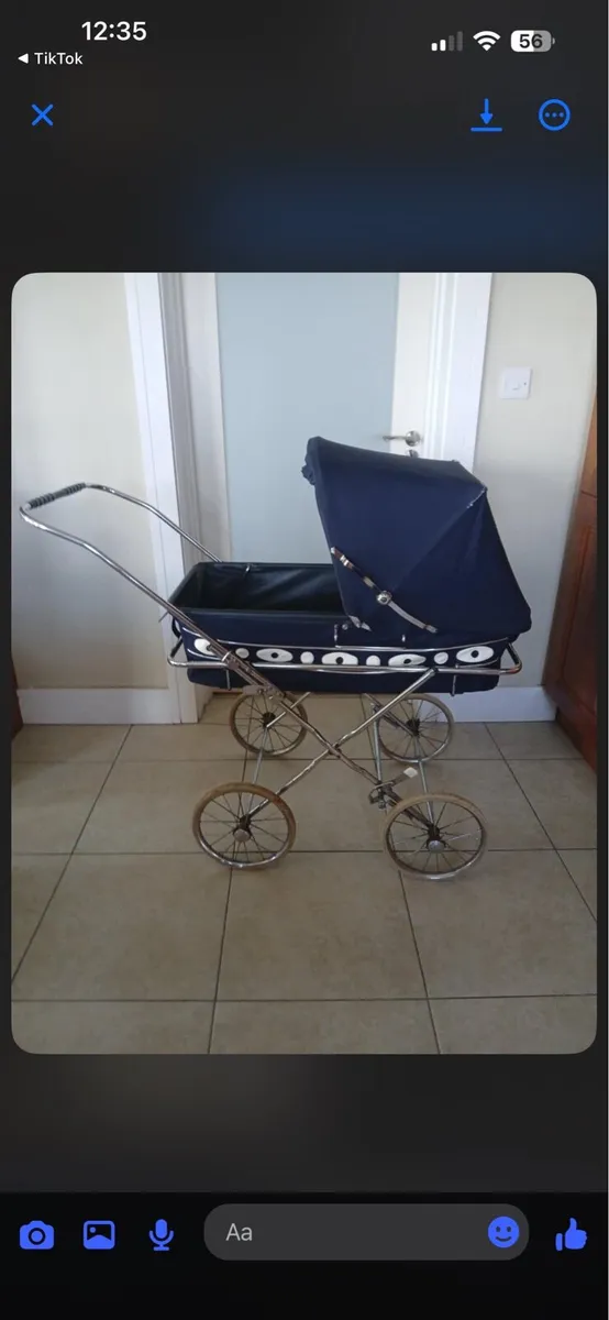 Vintage silver cross pram - Image 1