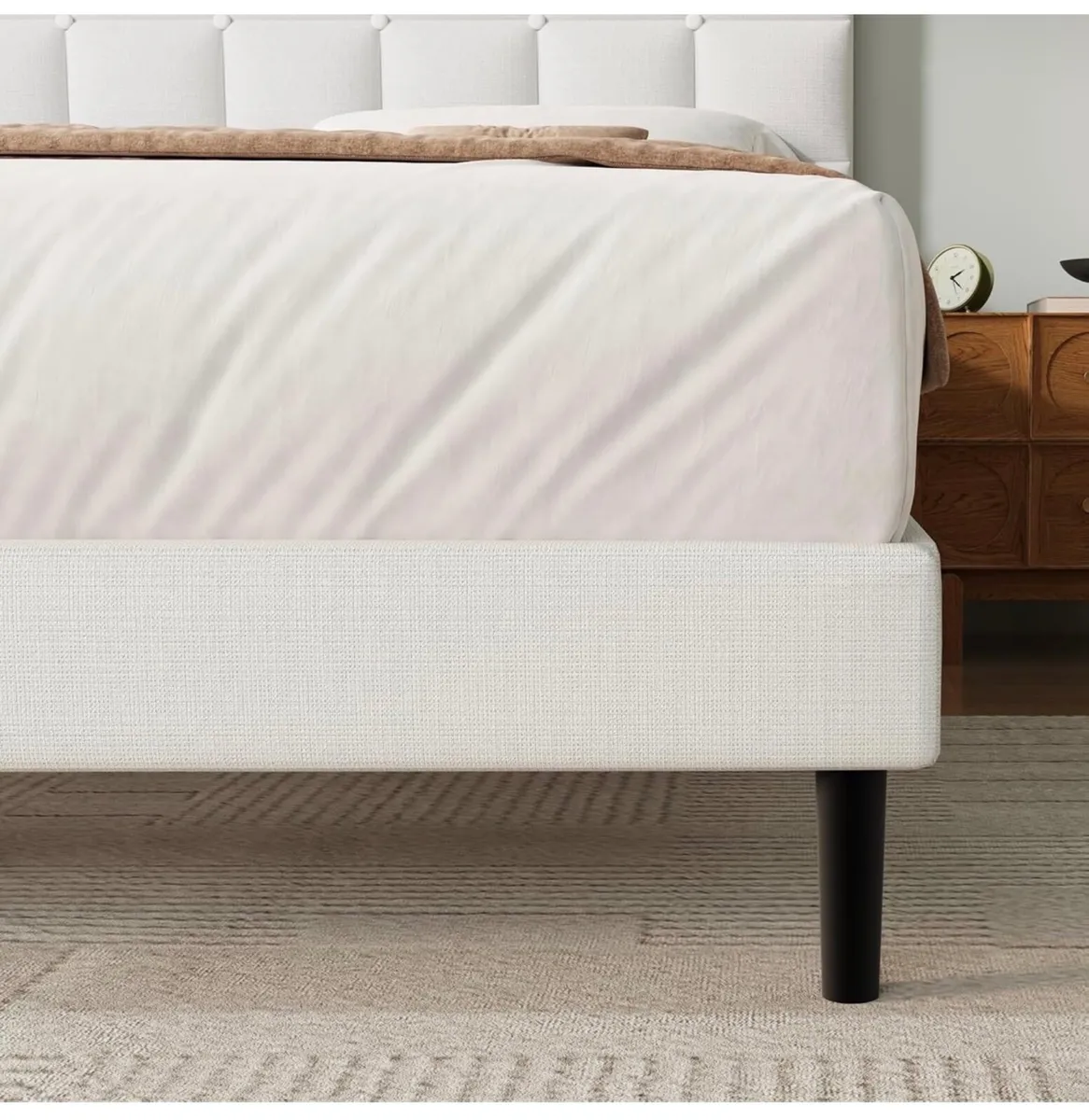 King Bed Frame, Easy Assembly, Sturdy Wooden Slat - Image 4