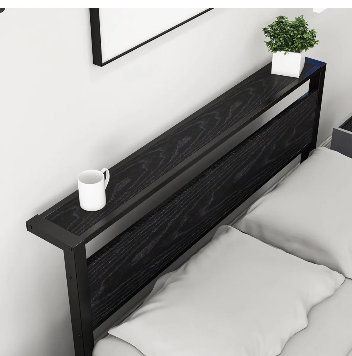 5ft King Metal Platform Bed Frame with Wooden Stor - Image 3