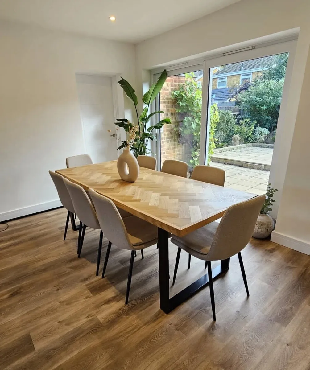 Chevron Herringbone Dining Table Like New - Image 1