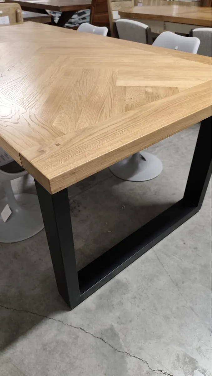 Chevron Herringbone Dining Table Like New - Image 3