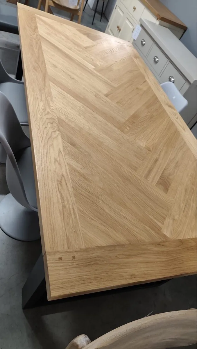 Chevron Herringbone Dining Table Like New - Image 4