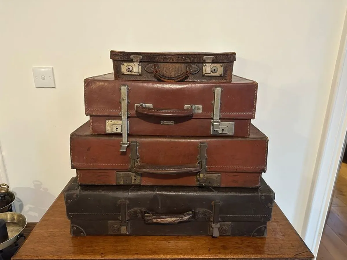 4 Old World European Antique Suitcases and luggage - Image 1