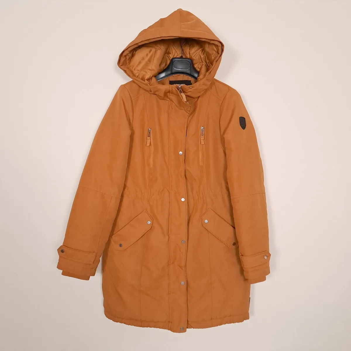 Vero Moda Ochre Orange Hooded Parka Coat Size M - Image 1