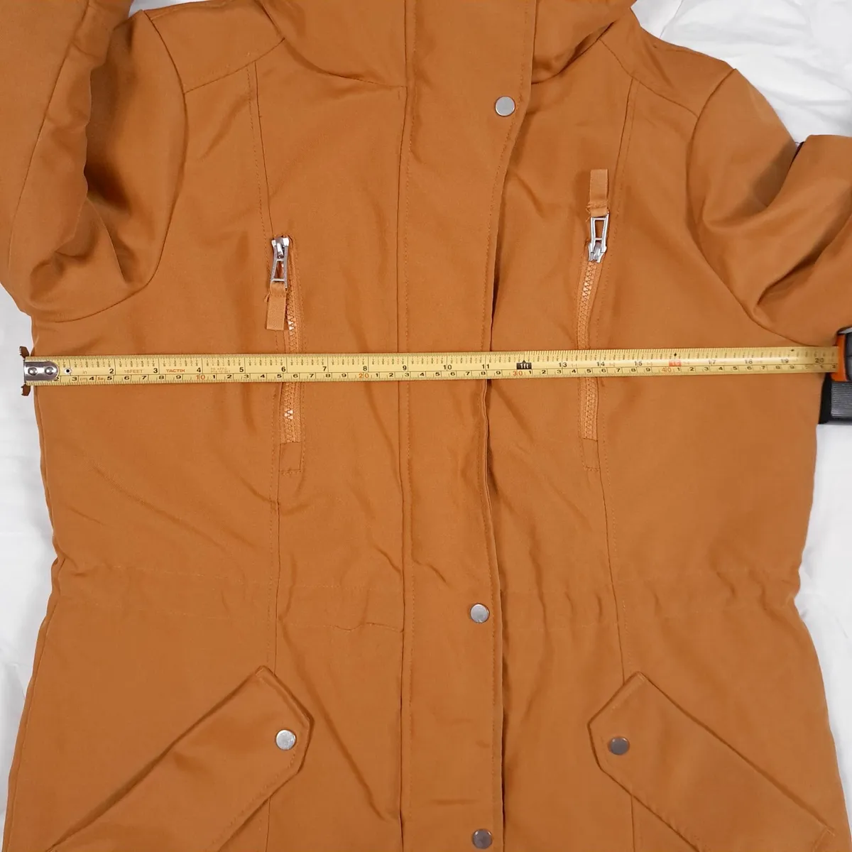 Vero Moda Ochre Orange Hooded Parka Coat Size M - Image 4