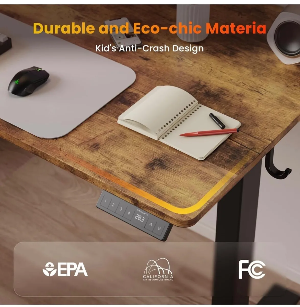 120 x 60 cm Standing Desk, Electric Height Adjusta - Image 3