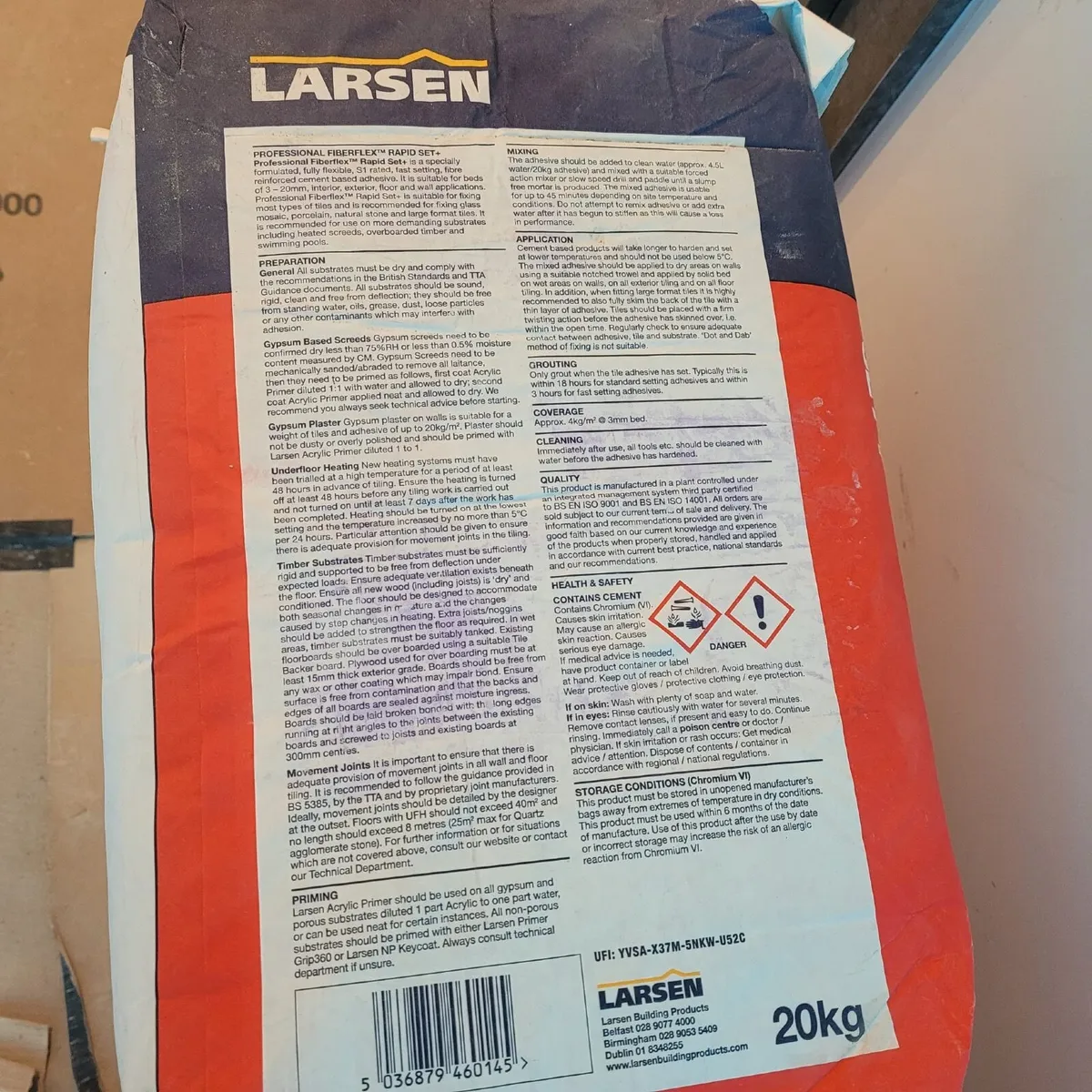 16 bags Larsen FiberFlex Rapid Set Tile Adhesive - Image 3