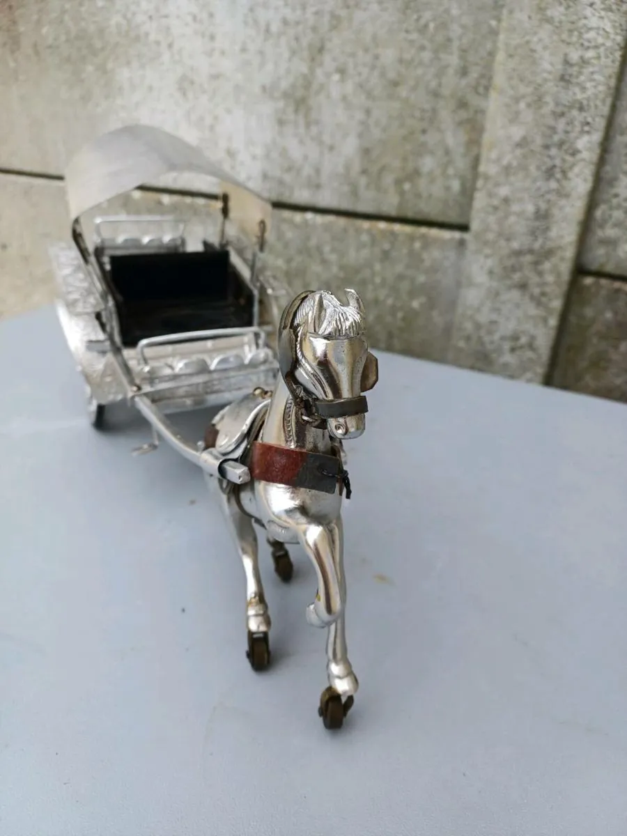 Vintage Metal Horse & Cart - Image 4