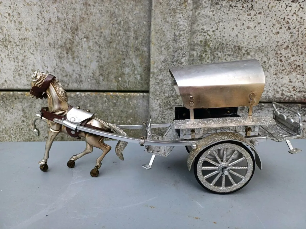 Vintage Metal Horse & Cart - Image 2