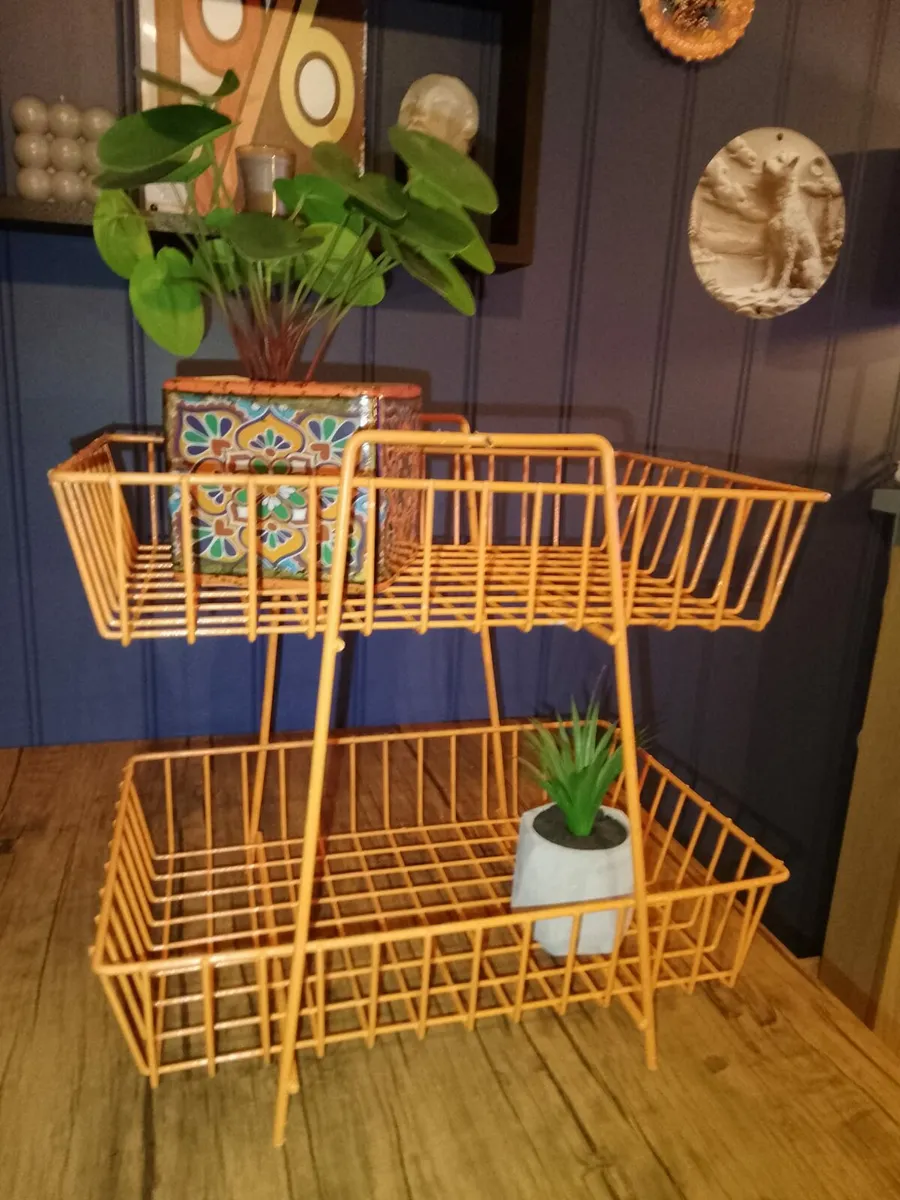 Vintage double Standing basket - Image 3
