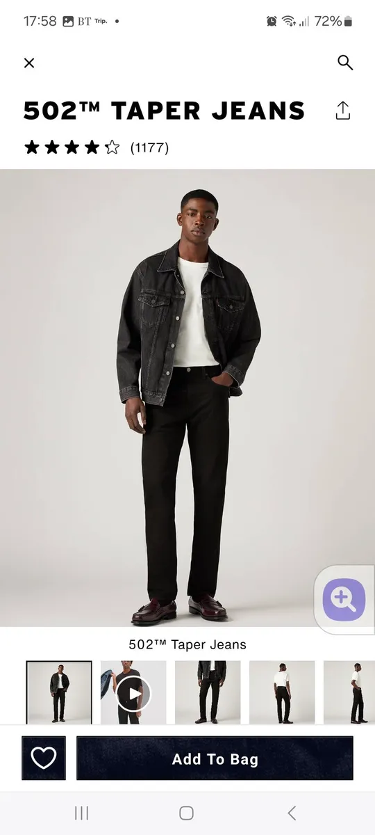 Levis 502" Taper Jeans in black. - Image 4